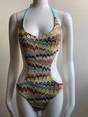 Sauvage multicolor printed monokini cut out one piece luxury swimsuit